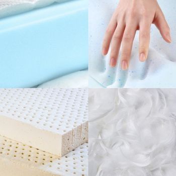 Diferentes materiales de un topper: espuma, visco, látex y pluma